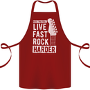 Live Fast Rock Harder Guitar & Roll Music Cotton Apron 100% Organic Maroon