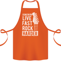 Live Fast Rock Harder Guitar & Roll Music Cotton Apron 100% Organic Orange