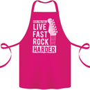 Live Fast Rock Harder Guitar & Roll Music Cotton Apron 100% Organic Pink
