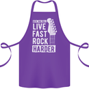 Live Fast Rock Harder Guitar & Roll Music Cotton Apron 100% Organic Purple