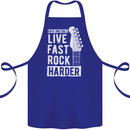 Live Fast Rock Harder Guitar & Roll Music Cotton Apron 100% Organic Royal Blue