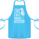 Live Fast Rock Harder Guitar & Roll Music Cotton Apron 100% Organic Turquoise