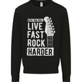 Live Fast Rock Harder Guitar & Roll Music Kids Sweatshirt Jumper Black