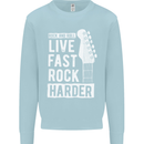 Live Fast Rock Harder Guitar & Roll Music Kids Sweatshirt Jumper Light Blue