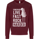 Live Fast Rock Harder Guitar & Roll Music Kids Sweatshirt Jumper Maroon