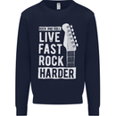 Live Fast Rock Harder Guitar & Roll Music Kids Sweatshirt Jumper Navy Blue