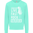 Live Fast Rock Harder Guitar & Roll Music Kids Sweatshirt Jumper Peppermint