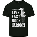 Live Fast Rock Harder Guitar & Roll Music Kids T-Shirt Childrens Black
