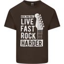 Live Fast Rock Harder Guitar & Roll Music Kids T-Shirt Childrens Chocolate