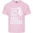 Live Fast Rock Harder Guitar & Roll Music Kids T-Shirt Childrens Light Pink