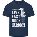 Live Fast Rock Harder Guitar & Roll Music Kids T-Shirt Childrens Navy Blue