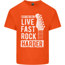 Live Fast Rock Harder Guitar & Roll Music Kids T-Shirt Childrens Orange