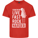 Live Fast Rock Harder Guitar & Roll Music Kids T-Shirt Childrens Red