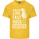 Live Fast Rock Harder Guitar & Roll Music Kids T-Shirt Childrens Yellow