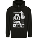 Live Fast Rock Harder Guitar & Roll Music Mens 80% Cotton Hoodie Black
