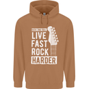 Live Fast Rock Harder Guitar & Roll Music Mens 80% Cotton Hoodie Caramel Latte