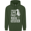 Live Fast Rock Harder Guitar & Roll Music Mens 80% Cotton Hoodie Forest Green