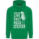 Live Fast Rock Harder Guitar & Roll Music Mens 80% Cotton Hoodie Irish Green