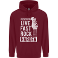 Live Fast Rock Harder Guitar & Roll Music Mens 80% Cotton Hoodie Maroon