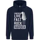 Live Fast Rock Harder Guitar & Roll Music Mens 80% Cotton Hoodie Navy Blue
