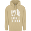 Live Fast Rock Harder Guitar & Roll Music Mens 80% Cotton Hoodie Sand