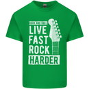 Live Fast Rock Harder Guitar & Roll Music Mens Cotton T-Shirt Tee Top Irish Green