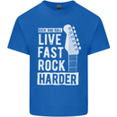 Live Fast Rock Harder Guitar & Roll Music Mens Cotton T-Shirt Tee Top Royal Blue