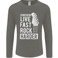Live Fast Rock Harder Guitar & Roll Music Mens Long Sleeve T-Shirt Charcoal
