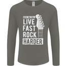 Live Fast Rock Harder Guitar & Roll Music Mens Long Sleeve T-Shirt Charcoal