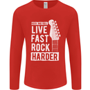 Live Fast Rock Harder Guitar & Roll Music Mens Long Sleeve T-Shirt Red