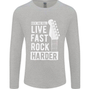 Live Fast Rock Harder Guitar & Roll Music Mens Long Sleeve T-Shirt Sports Grey