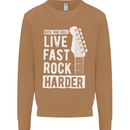 Live Fast Rock Harder Guitar & Roll Music Mens Sweatshirt Jumper Caramel Latte