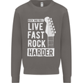 Live Fast Rock Harder Guitar & Roll Music Mens Sweatshirt Jumper Charcoal
