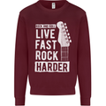 Live Fast Rock Harder Guitar & Roll Music Mens Sweatshirt Jumper Maroon