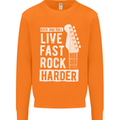 Live Fast Rock Harder Guitar & Roll Music Mens Sweatshirt Jumper Orange