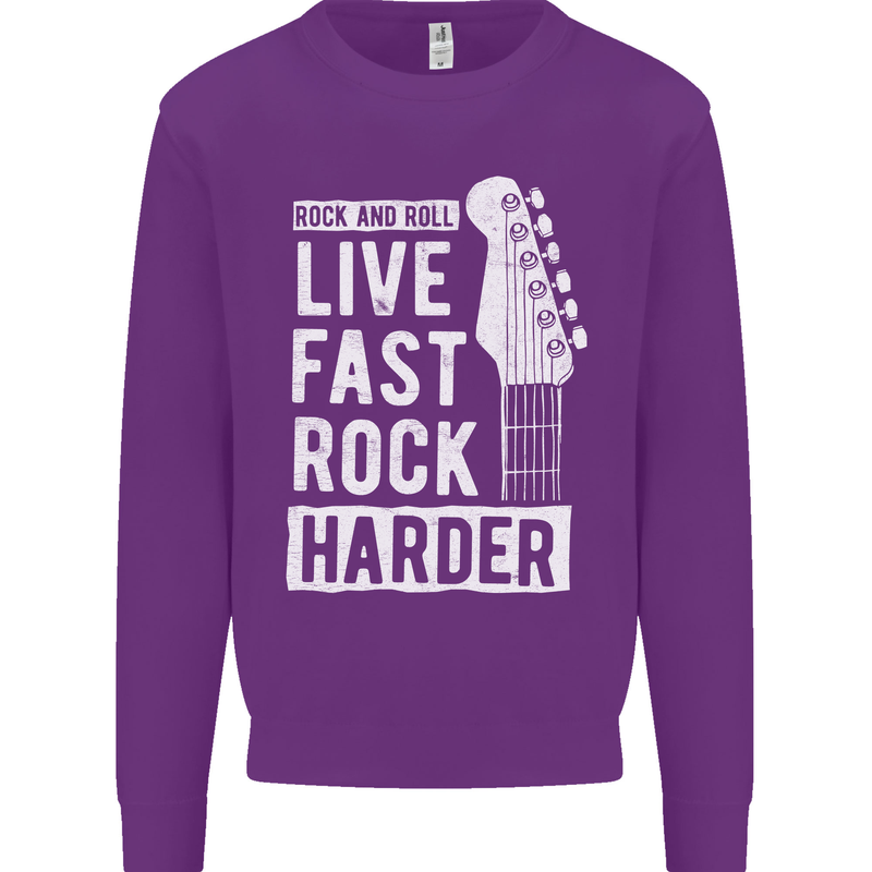 Live Fast Rock Harder Guitar & Roll Music Mens Sweatshirt Jumper Purple