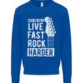 Live Fast Rock Harder Guitar & Roll Music Mens Sweatshirt Jumper Royal Blue