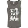 Live Fast Rock Harder Guitar & Roll Music Mens Vest Tank Top Charcoal
