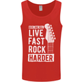 Live Fast Rock Harder Guitar & Roll Music Mens Vest Tank Top Red