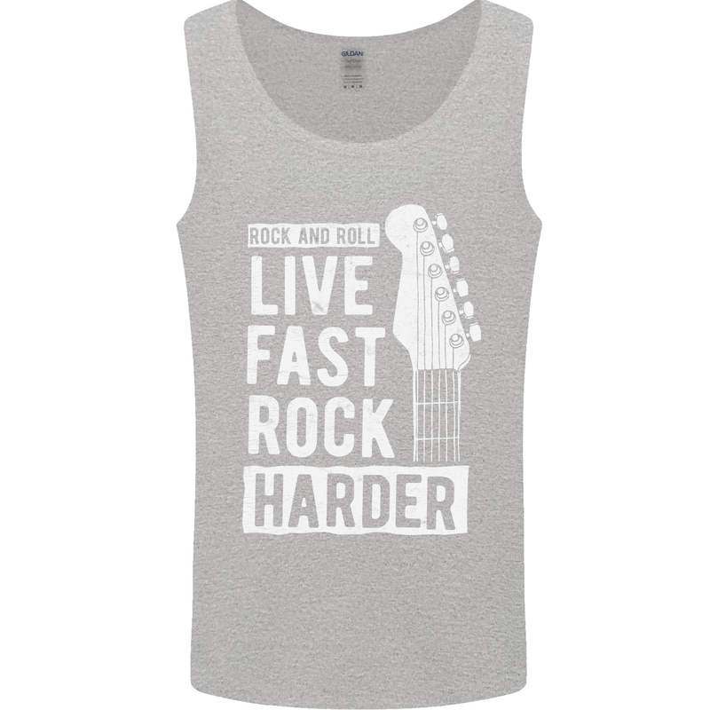 Live Fast Rock Harder Guitar & Roll Music Mens Vest Tank Top Sports Grey