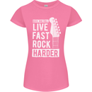 Live Fast Rock Harder Guitar & Roll Music Womens Petite Cut T-Shirt Azalea