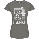 Live Fast Rock Harder Guitar & Roll Music Womens Petite Cut T-Shirt Charcoal