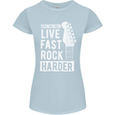 Live Fast Rock Harder Guitar & Roll Music Womens Petite Cut T-Shirt Light Blue