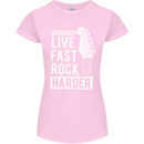 Live Fast Rock Harder Guitar & Roll Music Womens Petite Cut T-Shirt Light Pink