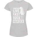 Live Fast Rock Harder Guitar & Roll Music Womens Petite Cut T-Shirt Sports Grey