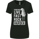Live Fast Rock Harder Guitar & Roll Music Womens Wider Cut T-Shirt Black