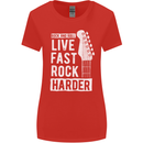 Live Fast Rock Harder Guitar & Roll Music Womens Wider Cut T-Shirt Red