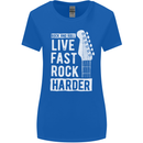 Live Fast Rock Harder Guitar & Roll Music Womens Wider Cut T-Shirt Royal Blue