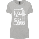 Live Fast Rock Harder Guitar & Roll Music Womens Wider Cut T-Shirt Sports Grey