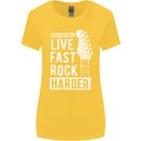 Live Fast Rock Harder Guitar & Roll Music Womens Wider Cut T-Shirt Yellow